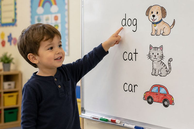 enfant maternelle apprends l'anglais à l'école de l'annonciation